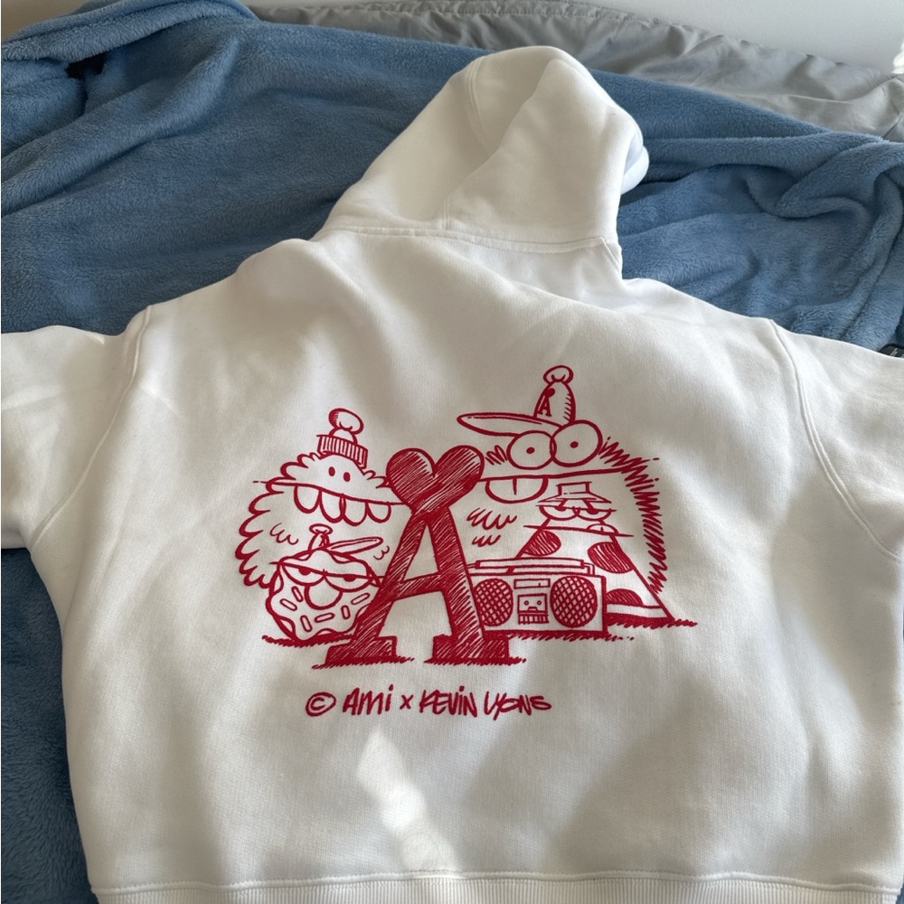 Ami White Hoodie with Red Accents